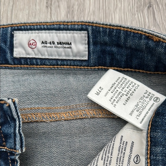 Ag Adriano Goldschmied Blue Ankle Cropped Jeans with Frayed Hem - Picture 2 of 4
